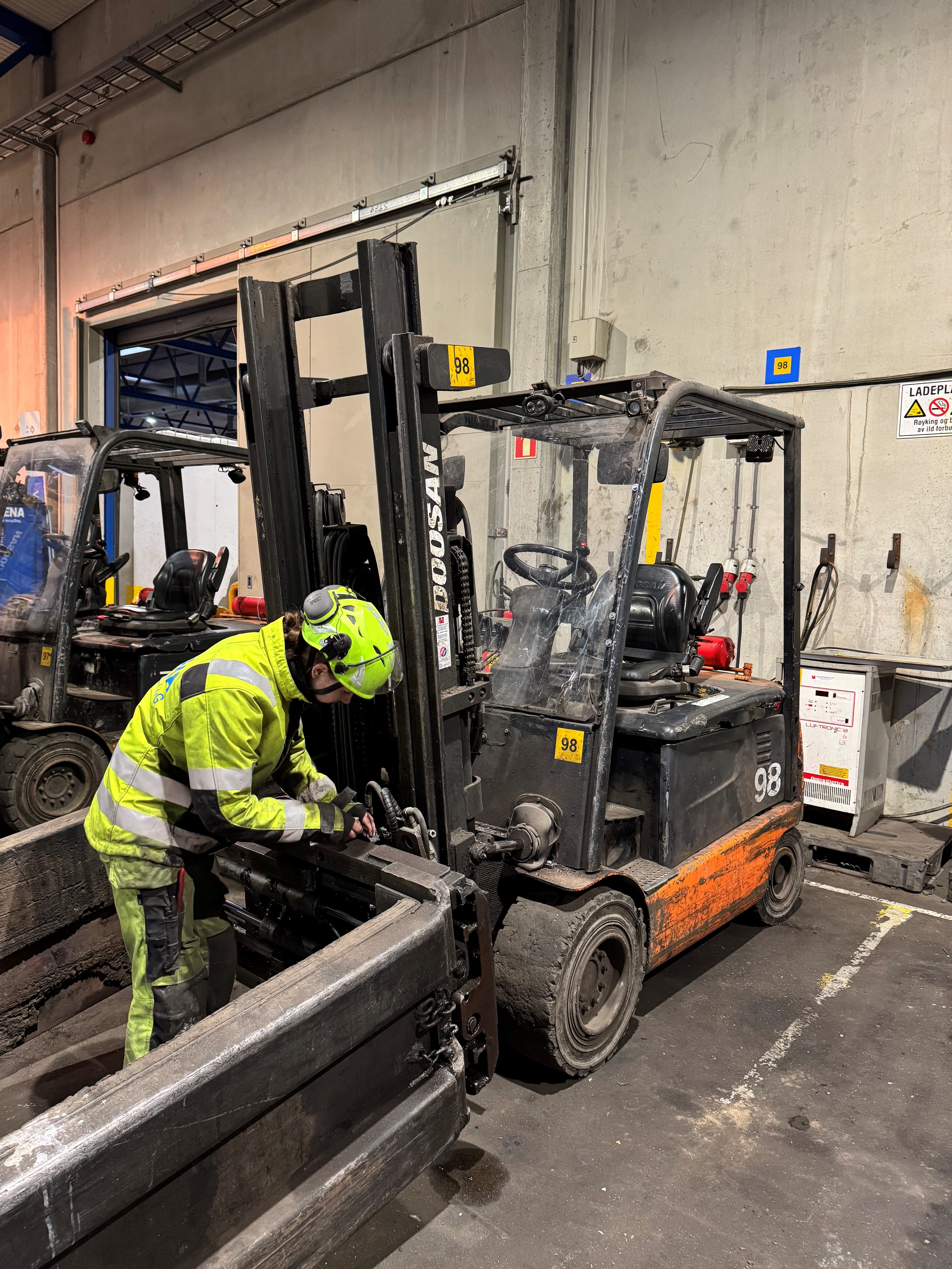 Ida working on a truck