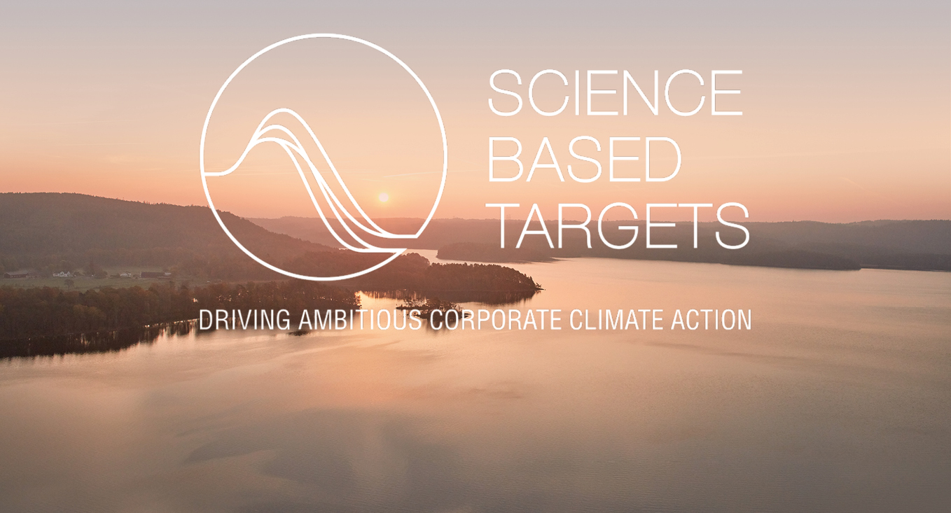 Science Based Targets logotype over an areal view of the horizon