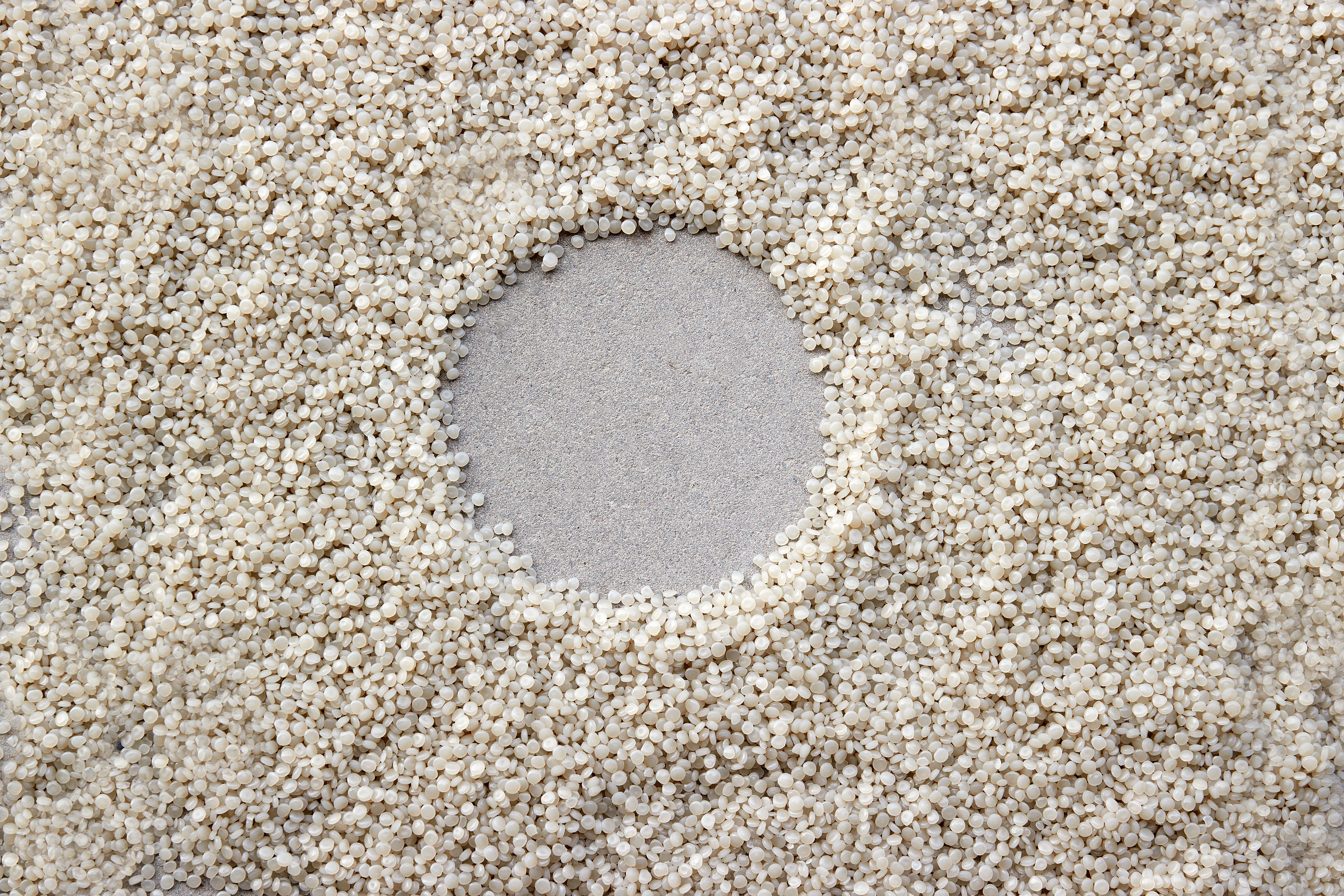 plastic pellets and a circle
