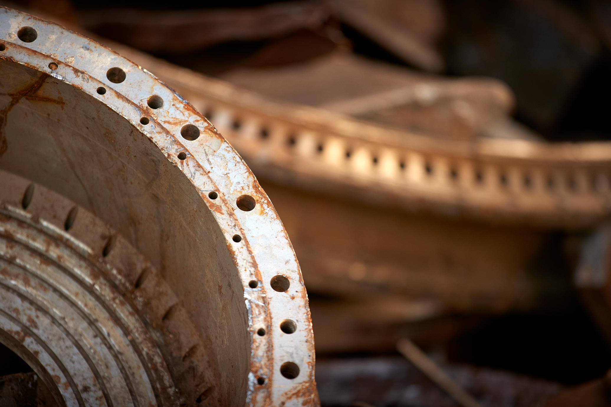 A close-up of metal scrap