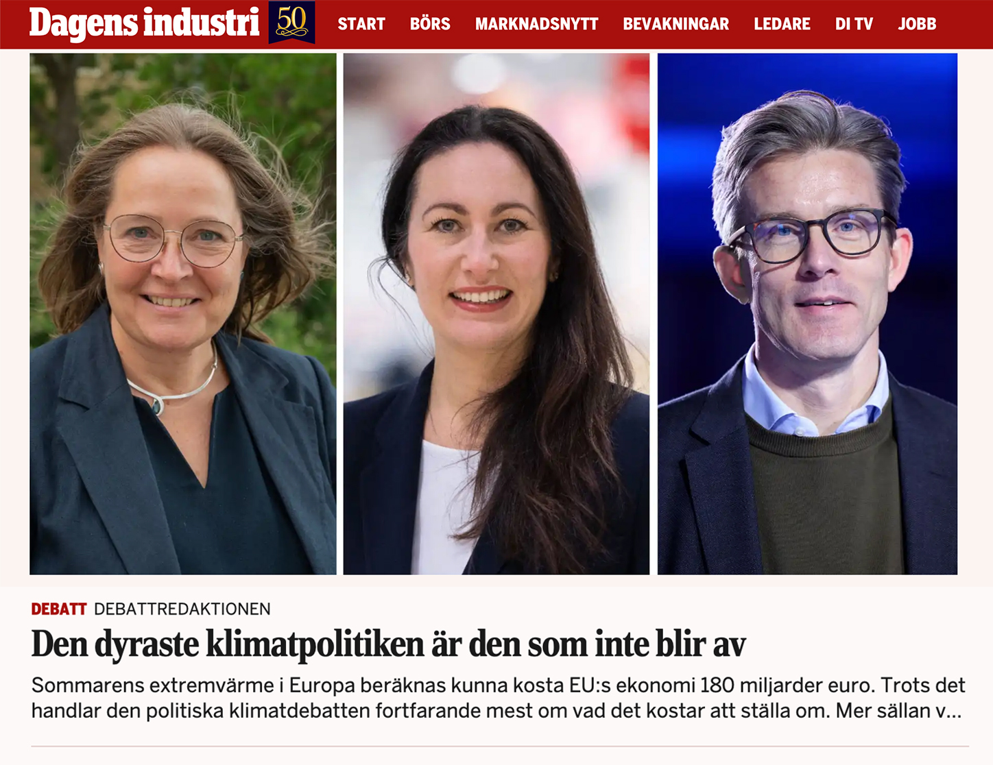 Ylva Wessèn, koncernchef, Folksam, Simone Margulies, vd och koncernchef, Axfood ochTobias Narvinger, vd, Stena Recycling Sverige.