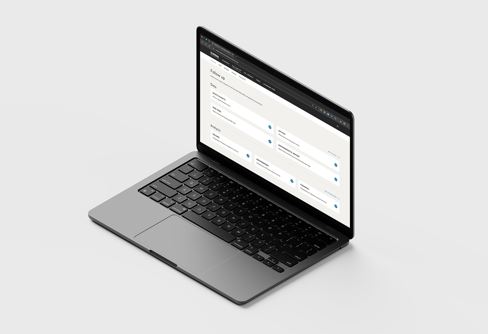 A laptop showcasing the follow up service in Stena Recycling's customer portal.